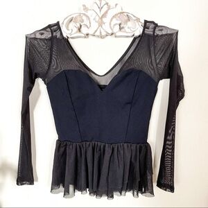 NEW BEBE Half Mesh Ruffle Top